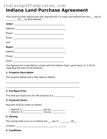 Blank Land Purchase Agreement Form for the State of Indiana