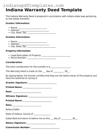 Blank Deed Form for the State of Indiana